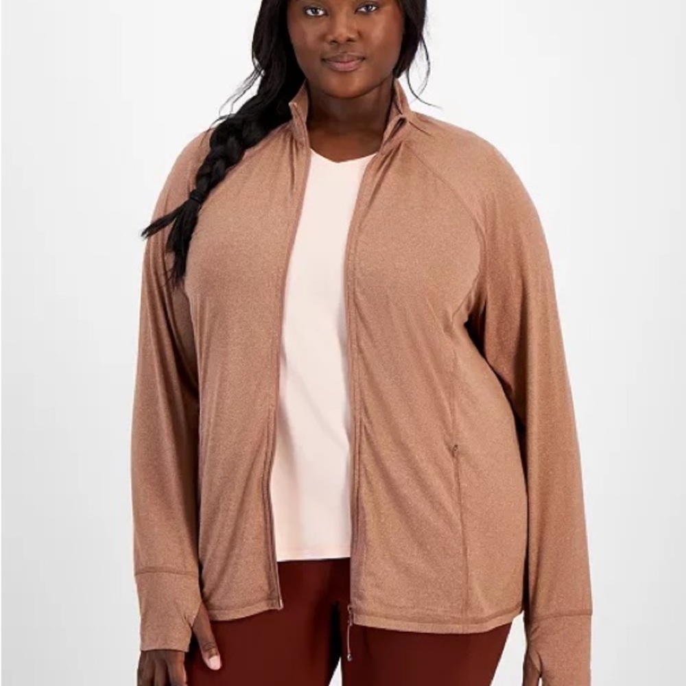 ID Ideology Plus Size 2X Activewear Zip Front Jacket Thumbhole Sleeves NWT